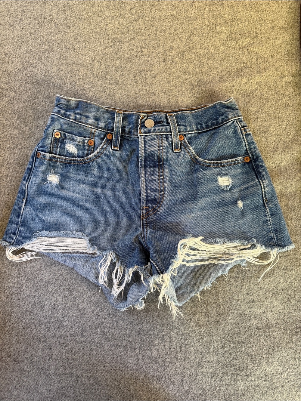 Levi’s 501 Original Distressed Cutoff Denim Shorts, Raw Hem, W24